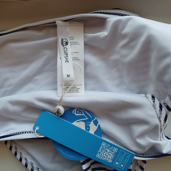 CUPSHE Black and White Striped Bikini Set - Picture 5 of 7